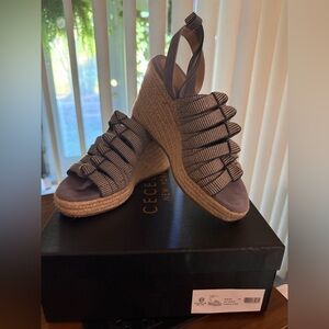 Cecelia New York Serena Fadded Jeans Wedge Sandals